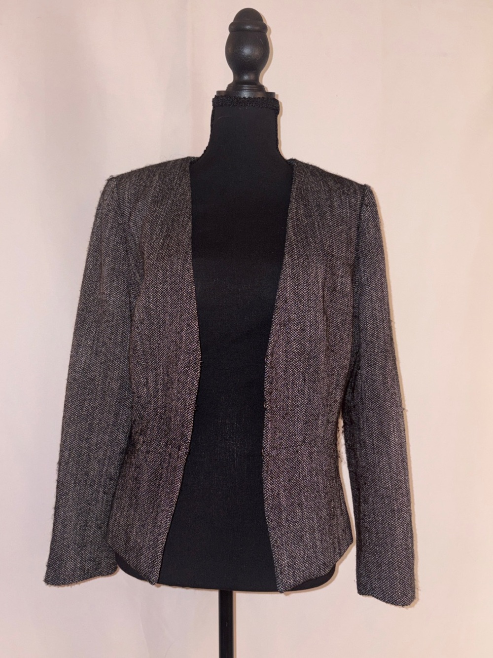 Ann Taylor Herringbone Open-Front Blazer